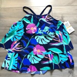 Manhattan Beachwear Jungle Oasis Blue Green Plus Tankini 16W